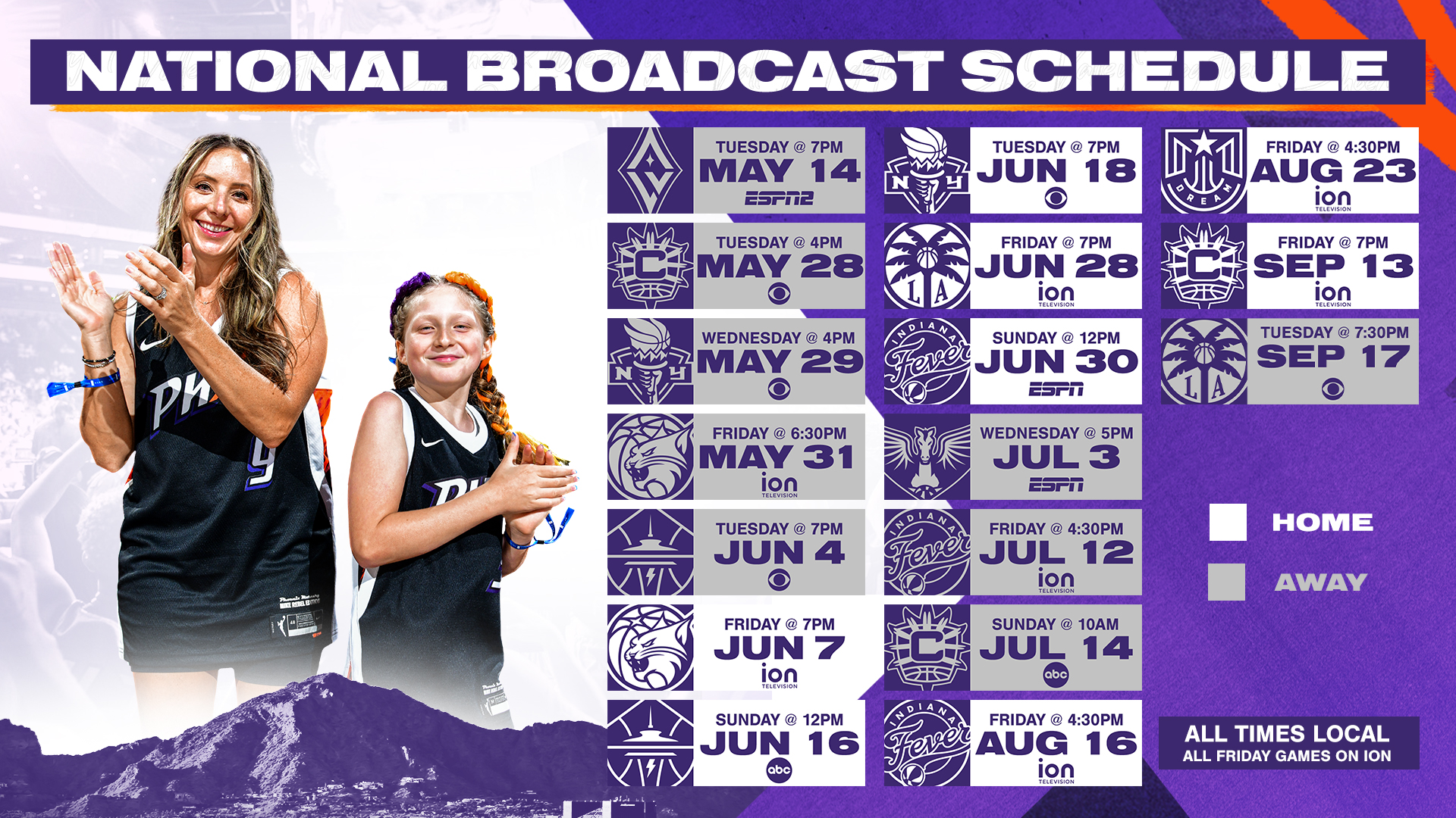 PHOENIX MERCURY ANNOUNCE 2025 NATIONAL BROADCAST SCHEDULE phoenix-mercury-announce-2025-national-broadcast-schedule